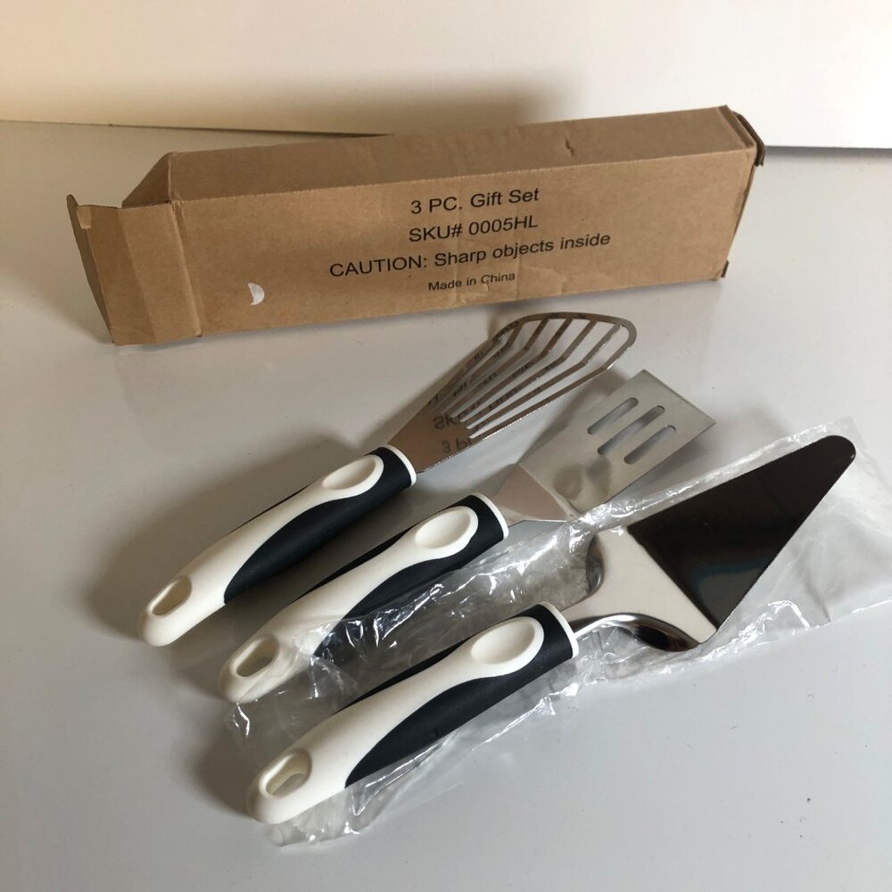 3 Pc Kitchen Utensil Gift Set Spatula Slotted Turner Pie Server Kitchen Tools